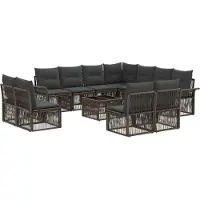 vidaXL Gartensofa-set 12 pcs Grau Poly-Rattan