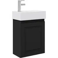 Syfax Badezimmer Waschtischunterschrank mit Wasserhahn Schwarz