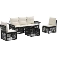 vidaXL Gartensofa-set 6 pcs Schwarz Poly-Rattan