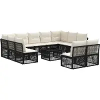 vidaXL Gartensofa-set 12 Stk. Schwarz Poly-Rattan