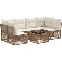 vidaXL Gartensofa-set 7 pcs Beige Poly-Rattan