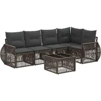 vidaXL Gartensofa-set 6 pcs Grau und Dunkelgrau Poly-Rattan