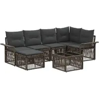 vidaXL Gartensofa-set 7 pcs Grau Poly-Rattan