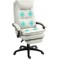 Vinsetto Bürostuhl mit 6 Punkt Massage, ergonomischer Gaming Sessel, Cremeweiß