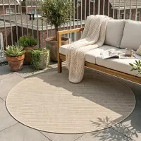 FRAAI In- & Outdoor Jute Teppich Rund - Nomad Melange Creme Ø 100 cm