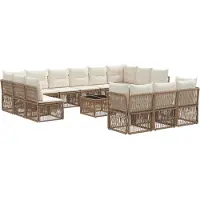 vidaXL Gartensofa-set 14 pcs Beige Poly-Rattan