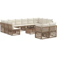 vidaXL Gartensofa-set 13 pcs Beige Poly-Rattan
