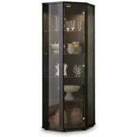 K-Möbel Eckvitrine Glas Stehend 176x56,5x56,5 cm Made in Germany mit LED & 4 Glasböden Schwarz