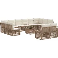 vidaXL Gartensofa-set 13 pcs Beige Poly-Rattan