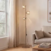 TK Lighting Stehlampe Lava , creme / amber, für Wohn- / Esszimmer, Glas, Modern, Stehlampe