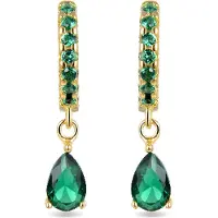 Luxenter Sterling Silber 925 Ohrringe mit Smaragd Zirkonia in 18K Gelbgold - Intheon