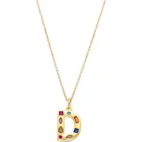 Luxenter Halskette mit mehrfarbigen Zirkonia 18k Gold Finish - Alphabet