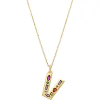 Luxenter Halskette mit mehrfarbigen Zirkonia 18k Gold Finish - Alphabet