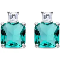 Luxenter Sterling Silber 925 Ohrringe mit Smaragd Zirkonia rhodiniert - Lizba