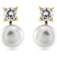 Luxenter Sterling Silber 925 Ohrringe mit weißer Perle in 18K Gelbgold - Essential