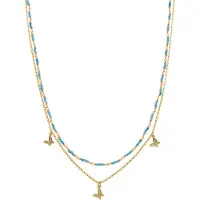 Luxenter Halskette mit blauem Kristall 18k goldfarben - Zinli