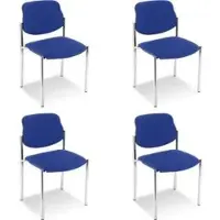 Nowy Styl Nowy-Styl Besucherstuhl Styl chrom, stapelbar, Vierfußstuhl, Stoff, blau, 4 Stück