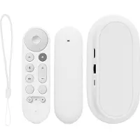 Kwmobile 2x Hülle für Fernbedienung und Streaming Gerät kompatibel mit Google TV Streamer 4K - Silikon Case Set für TV Zubehör in Weiß