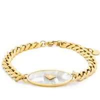Luxenter Armband aus weißem Perlmutt in 18k Gelbgold - Anleh