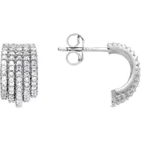 Luxenter rhodinierter Brillant-Zirkonia-Ohrring - Soinsu