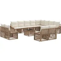 vidaXL Gartensofa-set 13 pcs Beige Poly-Rattan