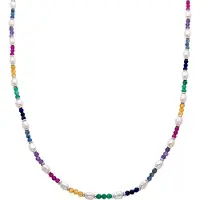 Luxenter Sterling Silber 925 Halskette mit mehrfarbigem rhodiniertem Kristall - Biroal