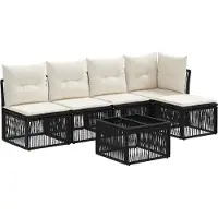 vidaXL Gartensofa-set 6 stk. Schwarz Poly-Rattan
