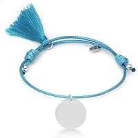 Luxenter 925 Sterling Silber Armband mit rhodinierter blauer Baumwolle - Mi Sol