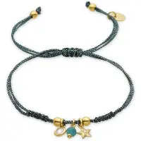 Luxenter Armband aus 925er Sterlingsilber und grünem Kristall in 18k Gelbgold - Star