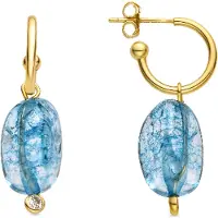 Luxenter Sterling Silber 925 und dunkelblauer Kristall 18k Gold Finish Ohrringe - Xiua