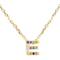 Luxenter Halskette aus 925er Sterlingsilber mit mehrfarbigen Zirkonias in 18K Gelbgold - Alphabet