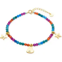 Luxenter 925 Sterling Silber Armband mit mehrfarbigem Kristall in 18K Gelbgold - Sten
