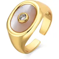 Luxenter Ring mit weißem Perlmutt aus 18k Gold - Staxo
