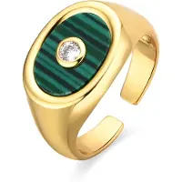 Luxenter Ring mit 18k Gold Finish Malachit - Staxo