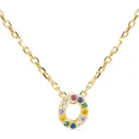 Luxenter Halskette aus 925er Sterlingsilber mit mehrfarbigen Zirkonias in 18K Gelbgold - Alphabet