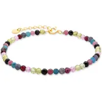 Luxenter Sterling Silber 925 Armband mit Multicolour Turmalin in 18K Gelbgold - Salblai