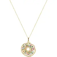 Luxenter Halskette aus 925er Sterlingsilber mit mehrfarbigen Zirkonias in 18K Gelbgold - Xodoa