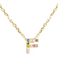 Luxenter Halskette aus 925er Sterlingsilber mit mehrfarbigen Zirkonias in 18K Gelbgold - Alphabet