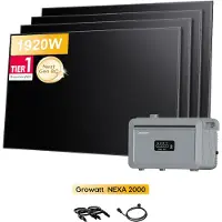 Growatt Balkonkraftwerk mit Speicher NEXA 2000 All-in-One 2048Wh Speicher mit 4x Sunpro 480Wp BC Bifaziale Full Black Solarmodule(0% MwSt)