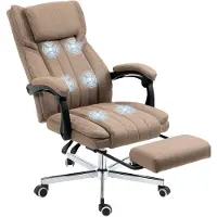 SUGIFT Drehstuhl, Chefsessel Leinenoptik, Braun