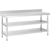 Royal Catering Edelstahl-Arbeitstisch - ECO - 180 x 60 cm - 226 kg - Zwischenboden -