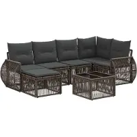 vidaXL Gartensofa-set 7 pcs Grau und Dunkelgrau Poly-Rattan