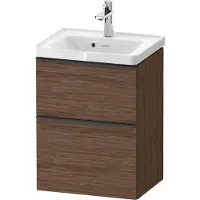 Duravit D-Neo Waschtischunterbau wandhängend, 484x625x372mm, 1 Auszug, 1 Schubkasten, mit Griff Diamantschwarz, DE43500BD210000, Farbe: Nussbaum Dunkel Matt Dekor