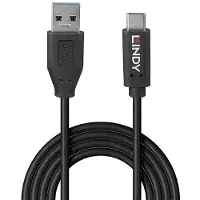 Lindy 36970, 0,5 m, USB A, USB C, USB 3.2 Gen 2 (3.1 Gen 2), 10 Gbit/s, Schwarz