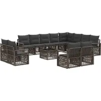 vidaXL Gartensofa-set 13 pcs Grau Poly-Rattan
