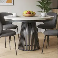 Beautysofa | Runder Ausziehbarer Tisch LUMI Ø 100–180 cm, Tisch für Esszimmer, Loft-Stil, Skandinavische, Schwarz/Kaschmir