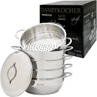 Olymp 9090126 Dampfkocher, Dampfkochtopf, Mantowarka mit Deckel aus Edelstahl ca. Ø 26