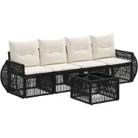 vidaXL Gartensofa-set 5 pcs Schwarz und Cremeweiß Poly-Rattan