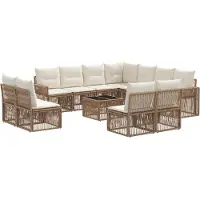 vidaXL Gartensofa-set 12 Stk. Beige und Cremeweiß Poly-Rattan