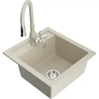 Mexen Vito 1-Becken-Granit-Spüle mit Mischbatterie Savita, Beige - 6503-69-672601-69